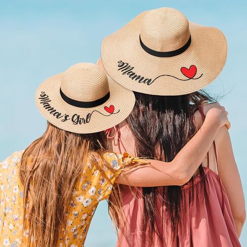 Twistover 2 جهاز كمبيوتر شخصى قبعة القش الوالدين الطفل قبعات الشاطئ قابلة للطي المطرزة القبعات المرنة الأسرة مطابقة قبعة الصيف للأم ابنة الربيع عيد الأم الصيف in Kuwait