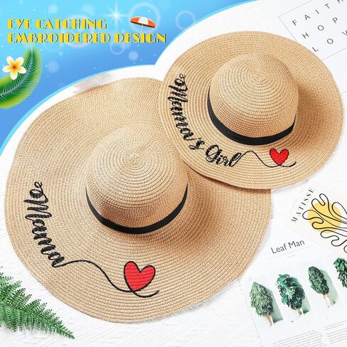 Twistover 2 جهاز كمبيوتر شخصى قبعة القش الوالدين الطفل قبعات الشاطئ قابلة للطي المطرزة القبعات المرنة الأسرة مطابقة قبعة الصيف للأم ابنة الربيع عيد الأم الصيف in Kuwait