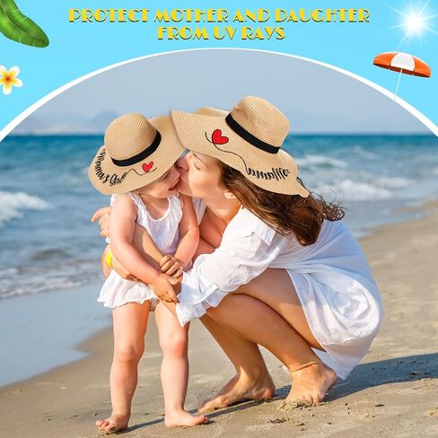 Twistover 2 جهاز كمبيوتر شخصى قبعة القش الوالدين الطفل قبعات الشاطئ قابلة للطي المطرزة القبعات المرنة الأسرة مطابقة قبعة الصيف للأم ابنة الربيع عيد الأم الصيف in Kuwait