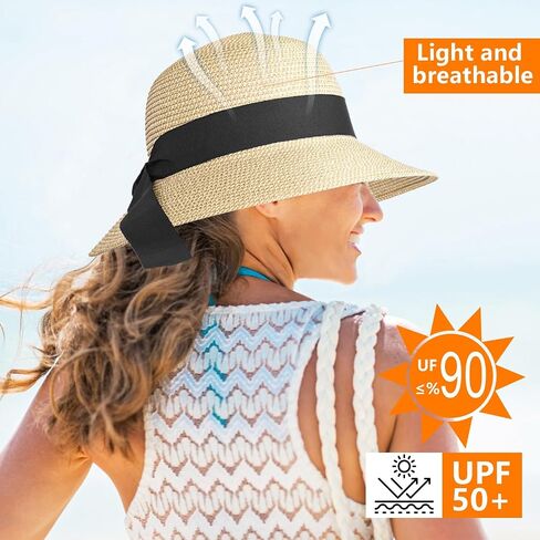Beach Hats for Women, Sun Hats for Women Straw Hat, UPF 50+ UV Protection Summer Hat, Floppy Wide Brim Hats for Women in Saudi Arabia