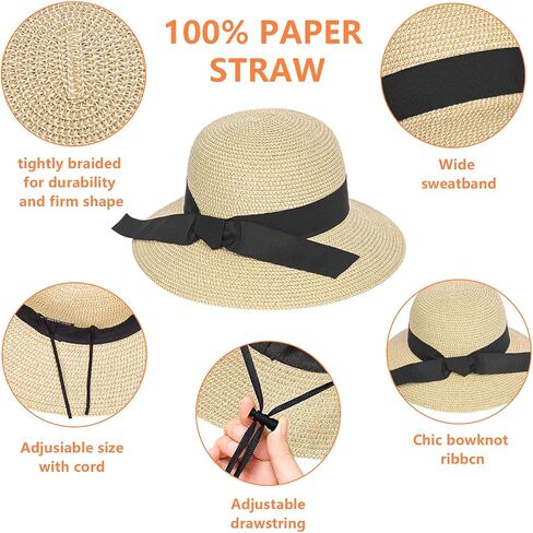 Beach Hats for Women, Sun Hats for Women Straw Hat, UPF 50+ UV Protection Summer Hat, Floppy Wide Brim Hats for Women in Saudi Arabia