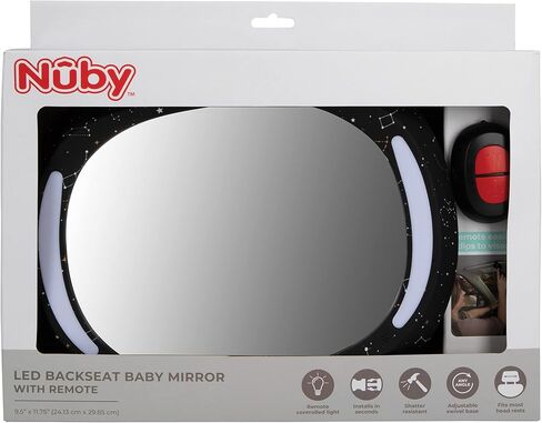 Nuby LED Light Backseat Baby Car Mirror with Remote Controlled Light, Wide View Shatter Resistant Mirror, Adjustable, Night Sky in Saudi Arabia