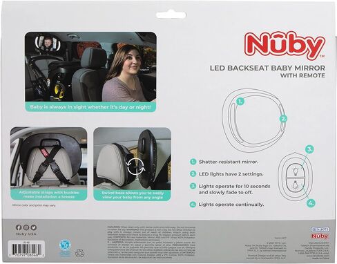 Nuby LED Light Backseat Baby Car Mirror with Remote Controlled Light, Wide View Shatter Resistant Mirror, Adjustable, Night Sky in Saudi Arabia