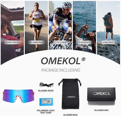 OMEKOL Two Sizes For Adults and Youth Polarized Sunglasses Men Women Outdoor Sport Baseball Glasses UV400 Cycling Eyewear (AP9) in Saudi Arabia