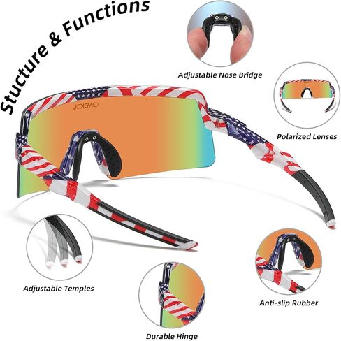 OMEKOL Two Sizes For Adults and Youth Polarized Sunglasses Men Women Outdoor Sport Baseball Glasses UV400 Cycling Eyewear (AP9) in Saudi Arabia