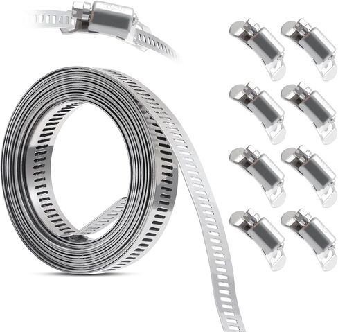 Hose clamp, DIY 9.85FT perforated metal band + 6 several fasteners, 304 stainless steel hose clamp band, large adjustable worm gear band hose clamp screw clamps in Saudi Arabia