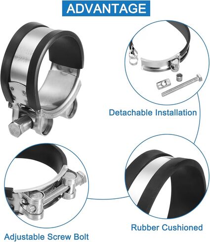 uxcell T-Bolt Hose Clamp, 4Pcs 48-51mm Adjustable Stainless Steel Rubber Cushioned Intake Intercooler Pipe Clamps Hose Clip for Industrial in Kuwait
