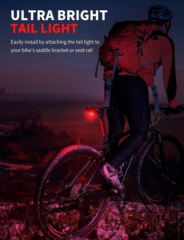 Smart Bike Tail Light with Automatic Brake Detection, USB Rechargeable, Ultra Bright LED Taillight for Night Riding and Bicycle Safety, Waterproof Back Taillights for Road Cycling in Saudi Arabia