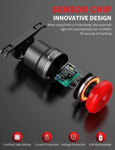 Smart Bike Tail Light with Automatic Brake Detection, USB Rechargeable, Ultra Bright LED Taillight for Night Riding and Bicycle Safety, Waterproof Back Taillights for Road Cycling in Saudi Arabia