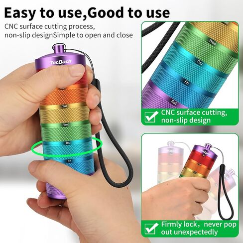 Metal Travel Pill Organizer, Waterproof Weekly Pill Box, Large Aluminum Alloy Portable Pill Case Container, BPA Free 7 Day Daily Medicine Organizer Holder for Vitamin, Supplement, Fish Oil (7 Color) in Saudi Arabia