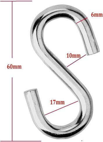 JY-MARINE S Hooks 316 Stainless Steel Marine Grade Heavy Duty S Shaped Hooks Metal Hooks for Hanging Hammock Stand Swing Plants Utility Hooks (3mmx30mm(12pieces)) in Saudi Arabia