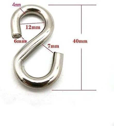JY-MARINE S Hooks 316 Stainless Steel Marine Grade Heavy Duty S Shaped Hooks Metal Hooks for Hanging Hammock Stand Swing Plants Utility Hooks (3mmx30mm(12pieces)) in Saudi Arabia