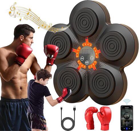 JJii Svng Music Boxing Machine with Boxing Gloves, Wall Mounted Smart Bluetooth Music Boxing Trainer, Boxing Training Boxing Equipment, Home Workout Boxing Target Machine in Saudi Arabia