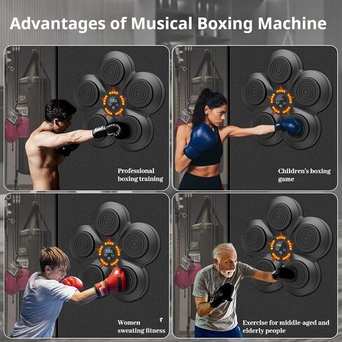 JJii Svng Music Boxing Machine with Boxing Gloves, Wall Mounted Smart Bluetooth Music Boxing Trainer, Boxing Training Boxing Equipment, Home Workout Boxing Target Machine in Saudi Arabia