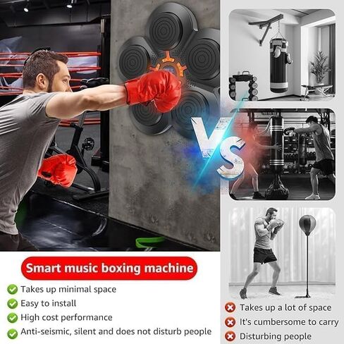 JJii Svng Music Boxing Machine with Boxing Gloves, Wall Mounted Smart Bluetooth Music Boxing Trainer, Boxing Training Boxing Equipment, Home Workout Boxing Target Machine in Saudi Arabia