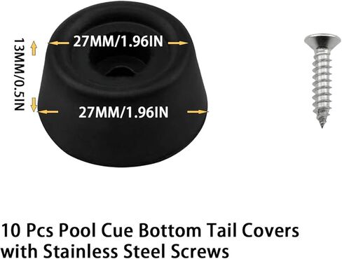 PESSILIN Pool Table Rod Tail Protective Sleeve 27x13mm Billiard Pool Cue Bottom Tail Protective Rod Covers Pool Cue Bottom Tail Covers（10pcs with Screws） in Saudi Arabia