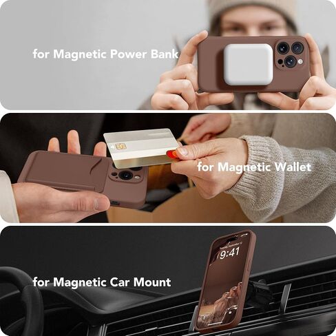 SuydanBox Magnetic for iPhone 13 Pro Max Case, Compatible with MagSafe, [Full Camera Protection][2 Screen Protectors] Silicone Shockproof Protective Phone Case for iPhone 13 Pro Max 6.7", Brown in Saudi Arabia