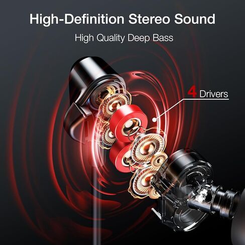 Linklike H26 Pro Neckband Bluetooth Headphones, Stereo Deep Bass Wireless Earbuds with 4 Drivers, 40H Playtime, Lightweight and Comfort Fit, IPX7 Waterproof,AI-Enhanced Clear Calls for Sport, Working in Saudi Arabia
