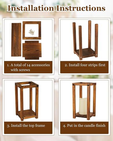 Huquary 32 Pcs Wooden Candle Lantern Bulk Wedding Lantern Centerpiece Includes 16 Farmhouse Wooden Candle Holder and 16 Flameless Decorative LED Candles for Wedding Country Table Decoration in Saudi Arabia
