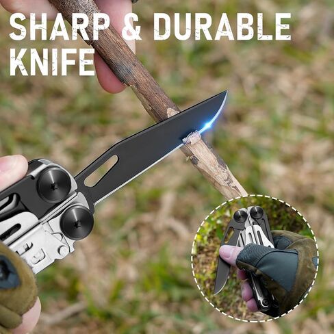 Gifts for Men, BIBURY Multitool Pliers Pro with Replaceable Wire Cutters and Saw, Stainless Steel Multi Tool w/Upgraded Scissors and Screwdriver Set, Multipurpose Tool for Camping, Survival (Black) in Saudi Arabia