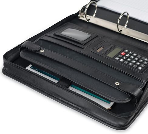 Samsill Professional Padfolio/Portfolio with Zippered Closure Case, 2 Inch Removable Round Ring Binder, Retractable Handles, Interior 10.1" Tablet Sleeve, Black in Saudi Arabia