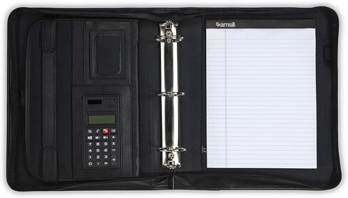 Samsill Professional Padfolio/Portfolio with Zippered Closure Case, 2 Inch Removable Round Ring Binder, Retractable Handles, Interior 10.1" Tablet Sleeve, Black in Saudi Arabia