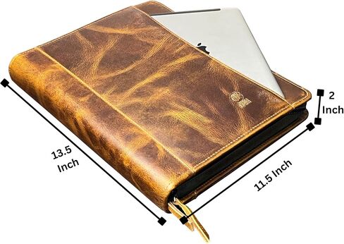 Supreme Business Portfolio by Rustic Town | Professional Organizer for Men & Women | Durable Leather Padfolio | Easy to Carry with A Zippered Closure | Many Slots, Compartments & Holders in Saudi Arabia