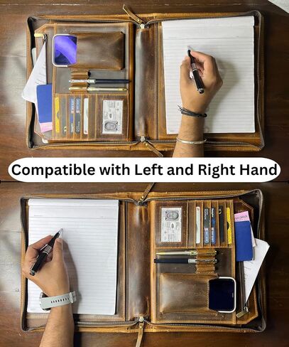 Supreme Business Portfolio by Rustic Town | Professional Organizer for Men & Women | Durable Leather Padfolio | Easy to Carry with A Zippered Closure | Many Slots, Compartments & Holders in Saudi Arabia