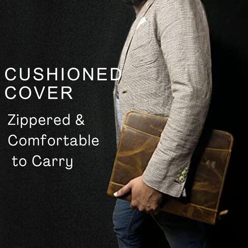 Supreme Business Portfolio by Rustic Town | Professional Organizer for Men & Women | Durable Leather Padfolio | Easy to Carry with A Zippered Closure | Many Slots, Compartments & Holders in Saudi Arabia