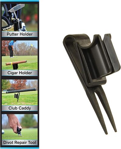 أداة ملحقات الجولف 4 في 1 من GolfJOC حاصلة على براءة اختراع أمريكية - حامل سيجار، مشبك سيجار، أداة Divot، علبة النادي، وحامل مضرب، أسود، 8 × 4.5 × 2 بوصة in Kuwait