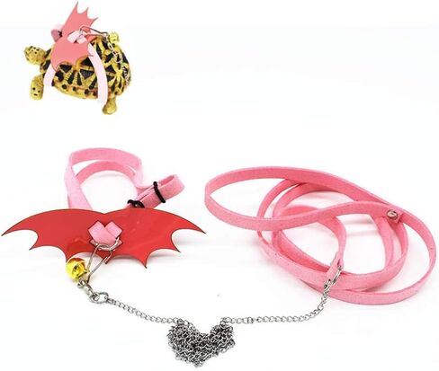 Turtle Harness and Leash with Wings Tortoise Leash Lizard Leash Tortoise Harness Strap Small Animal Adjustable Collar Leash Walking Lead Control Rope Pet Harness Leash (S (3.1'' - 7.1''),Black) in Saudi Arabia