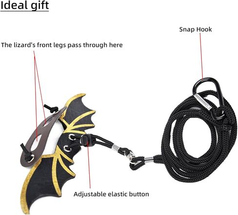 6 Pack Bearded Dragon Lizard Leash Harness | Bearded Dragon Accessories for Habitat| Bearded Dragon Leash| Adjustable Dinosaur Wing Lizard Leather Wings Leash (S, M, L, 3 Pack) Each Gold and Silver in Kuwait