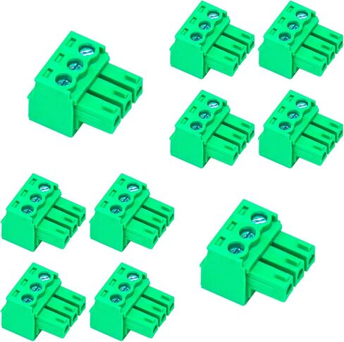 Tcenofoxy 10 PCS 3.81mm 3 Pin Phoenix Type Connector Green PCB Screw Terminal Block Pole, 10PCS in Saudi Arabia