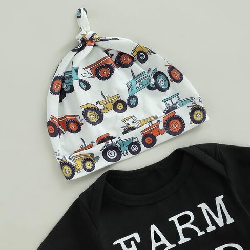 Baby Layette Set Infant Boy Farm Animals Bodysuit Clothes Letter Romper+Pants Newborn Coming Home Outfit with Hat in Kuwait