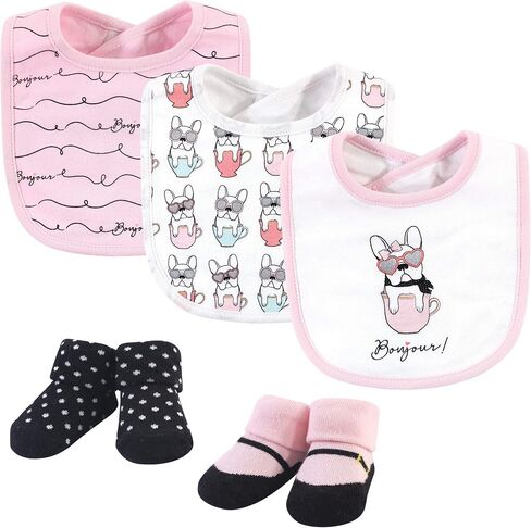 Hudson Baby Unisex Baby Cotton Bib and Sock Set, Pretty Daisy, One Size in Saudi Arabia