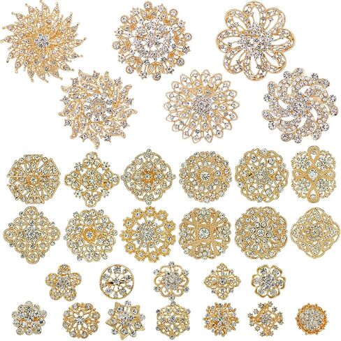 MEEDOZ Crystal Rhinestone Flower Brooch Pin Set for Women DIY Bridal Wedding Party Bouquet Kit in Saudi Arabia