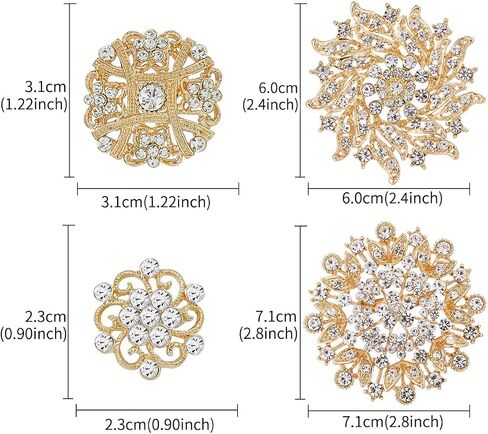 MEEDOZ Crystal Rhinestone Flower Brooch Pin Set for Women DIY Bridal Wedding Party Bouquet Kit in Saudi Arabia