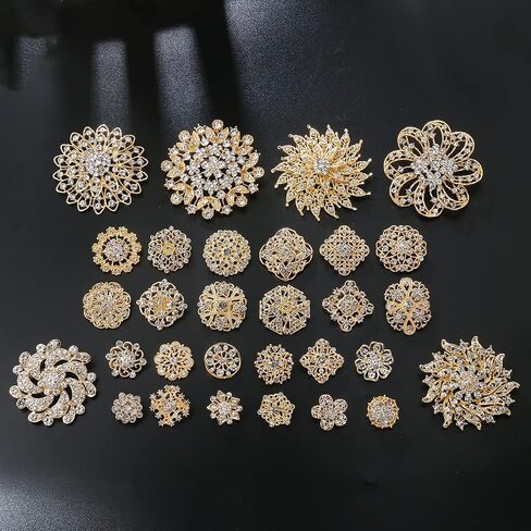 MEEDOZ Crystal Rhinestone Flower Brooch Pin Set for Women DIY Bridal Wedding Party Bouquet Kit in Saudi Arabia