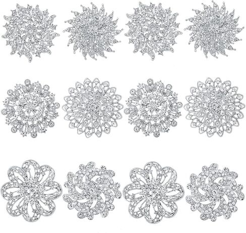 MEEDOZ Crystal Rhinestone Flower Brooch Pin Set for Women DIY Bridal Wedding Party Bouquet Kit in Kuwait