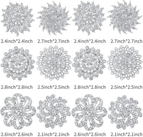 MEEDOZ Crystal Rhinestone Flower Brooch Pin Set for Women DIY Bridal Wedding Party Bouquet Kit in Kuwait