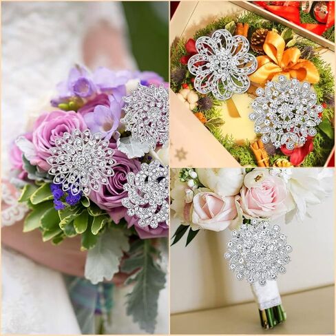 MEEDOZ Crystal Rhinestone Flower Brooch Pin Set for Women DIY Bridal Wedding Party Bouquet Kit in Kuwait