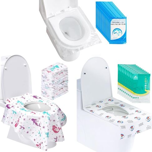 أغطية مقاعد المراحيض 10 عبوات كبيرة جدًا/30 عبوة للسفر للاستعمال مرة واحدة، دروع قعادة محمولة ملفوفة بشكل فردي، بطانات تواليت ورقية للبالغين والأطفال، تدريب على المرحاض، المراحيض العامة، حمام الطائرة in Kuwait
