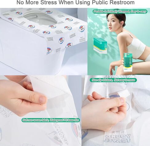 أغطية مقاعد المراحيض 10 عبوات كبيرة جدًا/30 عبوة للسفر للاستعمال مرة واحدة، دروع قعادة محمولة ملفوفة بشكل فردي، بطانات تواليت ورقية للبالغين والأطفال، تدريب على المرحاض، المراحيض العامة، حمام الطائرة in Kuwait