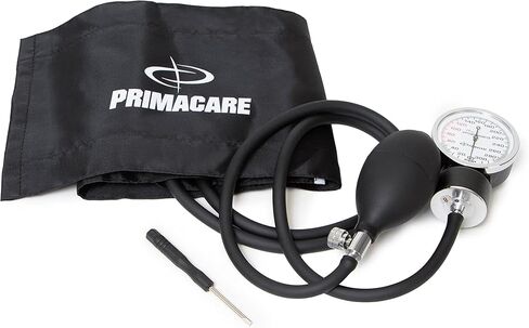طقم ضغط الدم اليدوي من PrimaCare Medical DS-9197-BK من السلسلة الكلاسيكية الاحترافية للبالغين، طقم قياس ضغط الدم للطوارئ مع سماعة الطبيب وحقيبة جلدية محمولة، سوار من النايلون، أسود in Saudi Arabia