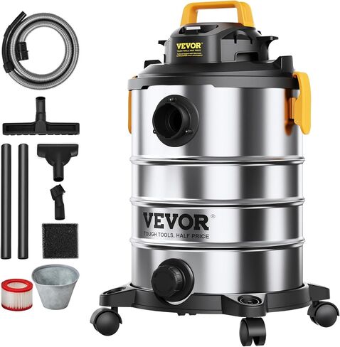 VEVOR مكنسة كهربائية للمتجر الرطب والجاف من الفولاذ المقاوم للصدأ، سعة 8 جالون 6 ذروة HP رطب/جاف، شفط قوي مع وظيفة منفاخ مع فوهة شق 2 في 1، متجر صغير مثالي لحطام السجاد، وشعر الحيوانات الأليفة in Saudi Arabia