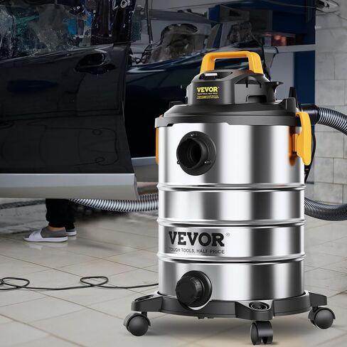 VEVOR مكنسة كهربائية للمتجر الرطب والجاف من الفولاذ المقاوم للصدأ، سعة 8 جالون 6 ذروة HP رطب/جاف، شفط قوي مع وظيفة منفاخ مع فوهة شق 2 في 1، متجر صغير مثالي لحطام السجاد، وشعر الحيوانات الأليفة in Saudi Arabia