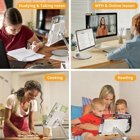 حامل كتب SupeDesk للقراءة، حامل عرض الكتب، حامل كتب، دوران 360 درجة، ارتفاع وزاوية قابلة للتعديل، للكتب النصية، حامل كتب الطبخ، الكمبيوتر اللوحي، كيندل، القراءة، الدراسة، الطبخ in Kuwait