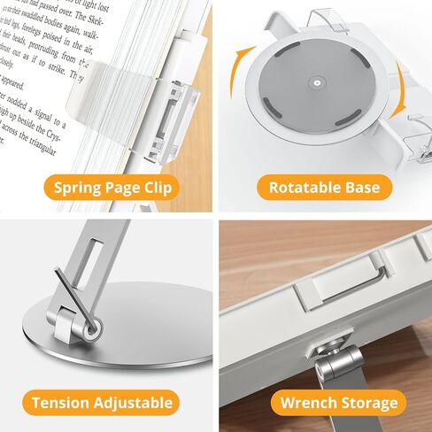 حامل كتب SupeDesk للقراءة، حامل عرض الكتب، حامل كتب، دوران 360 درجة، ارتفاع وزاوية قابلة للتعديل، للكتب النصية، حامل كتب الطبخ، الكمبيوتر اللوحي، كيندل، القراءة، الدراسة، الطبخ in Kuwait