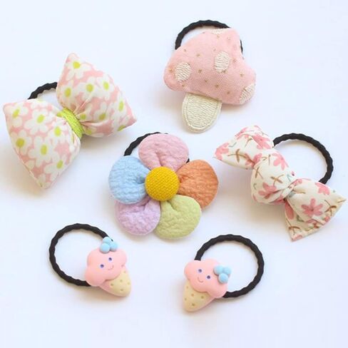 ربطات شعر FZBNSRKO اللطيفة للفتيات، 30 قطعة من ربطات الشعر المرنة للفتيات الكرتونية، مجموعة ملونة غير قابلة للانزلاق، دبابيس شعر على شكل زهرة وفاكهة وحيوان قوس قزح، شريط مطاطي ناعم للفتيات الصغيرات (نمط عشوائي) in Kuwait