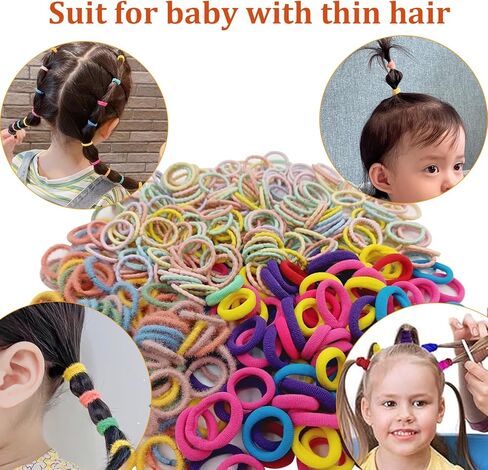 400Pcs Baby Toddler Hair Ties, Hair Ties For Girls Cute Colorful Elastic Hair Rubber Bands Hair Accessories (Color 03) in Kuwait